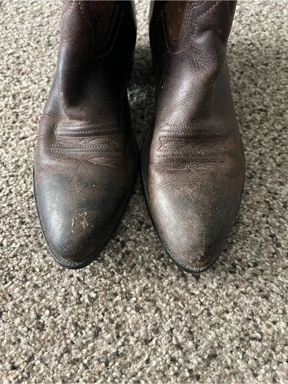 Classic Brown Leather Western Cowboy Boots - Kids 4 1/2